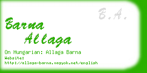 barna allaga business card